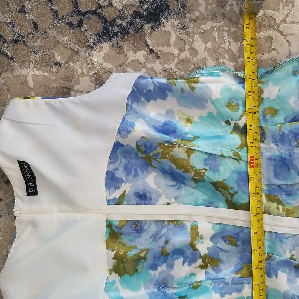 Karin Stevens blue floral dress.  Size 12 - Picture 3 of 7